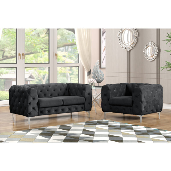House of Hampton® Rohrbach 2 Piece Velvet Living Room Set Wayfair